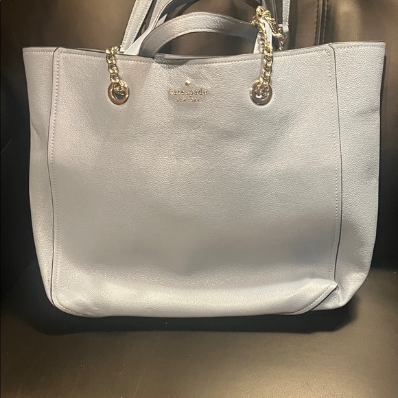 Kate Spade Soft Blue Tote with Gold Chain Accents
